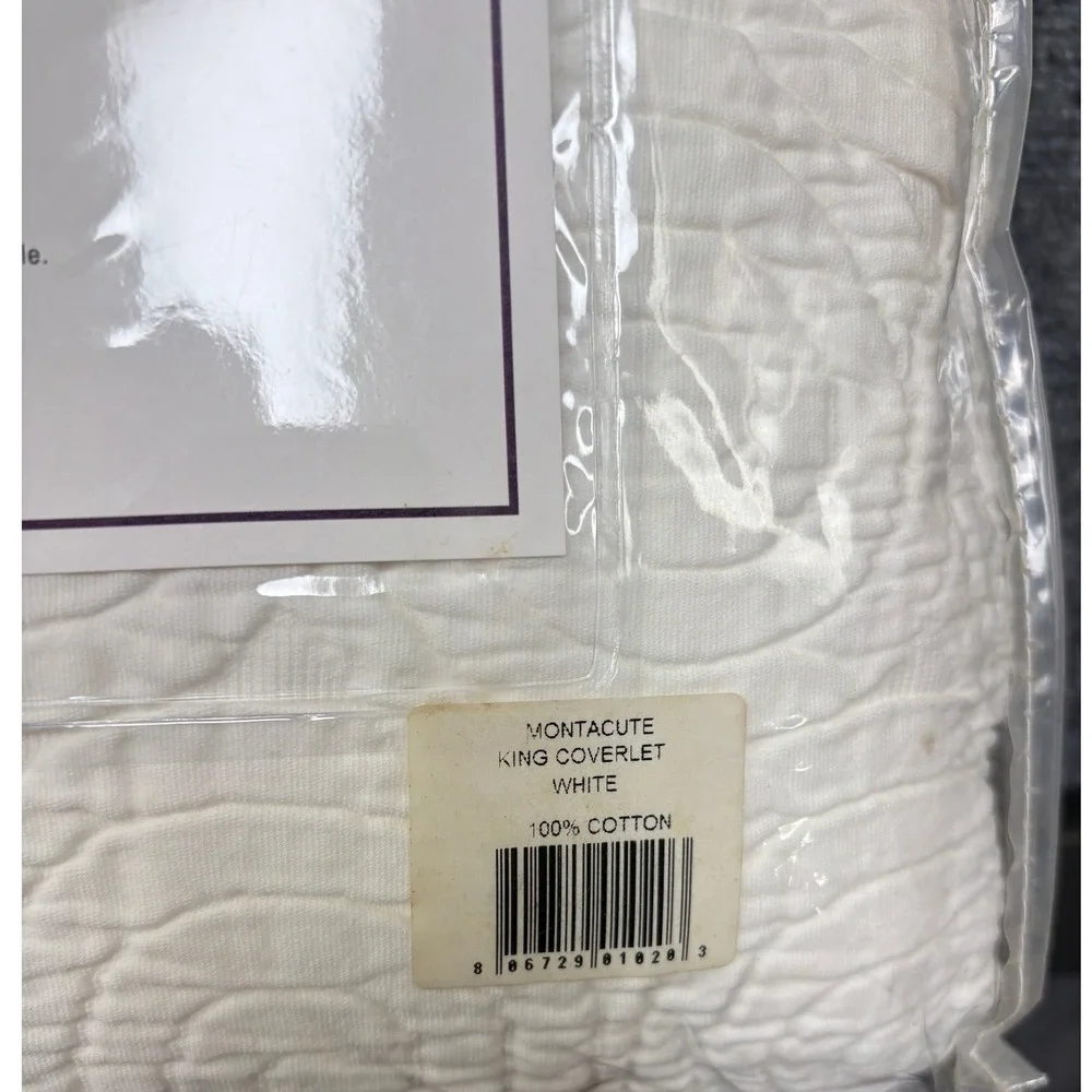 Reed Family Linens Matelasse Coverlet King White 100% Egyptian Cotton Montacute